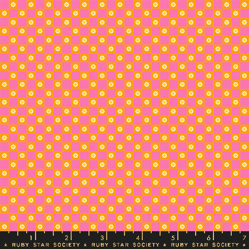 Animal Animal Flower Checks in Orange RS5169 13 - Ruby Star Society Sold by the Half Yard